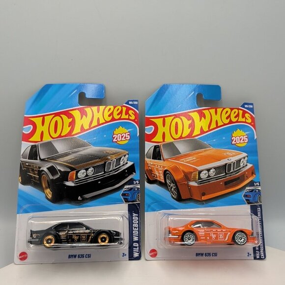 Hot Wheels Other - 2 Cars Hot Wheels BMW 635 CSi Black & Gold & Orange 2025 185/250 Wild Widebody